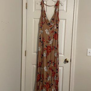 Favlux Tan Floral Maxi Dress